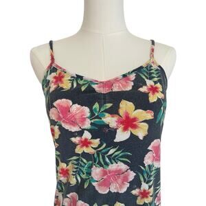 Y2K Floral Milkmaid Tank Top Womens Large Jrs Tropical Cottage No Boundries